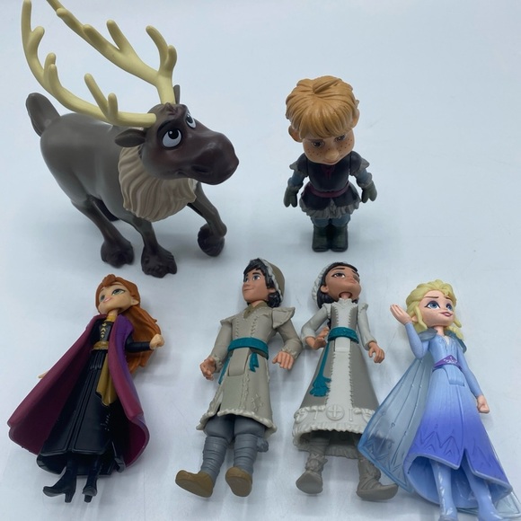 Disney Princess Elsa Anna Sven Dol Loose Figurine Figure Cake Topper Toy Set - Picture 1 of 5
